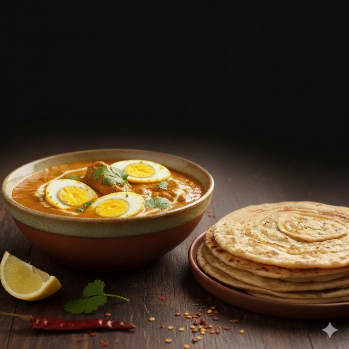 Egg Curry and Laccha Paratha